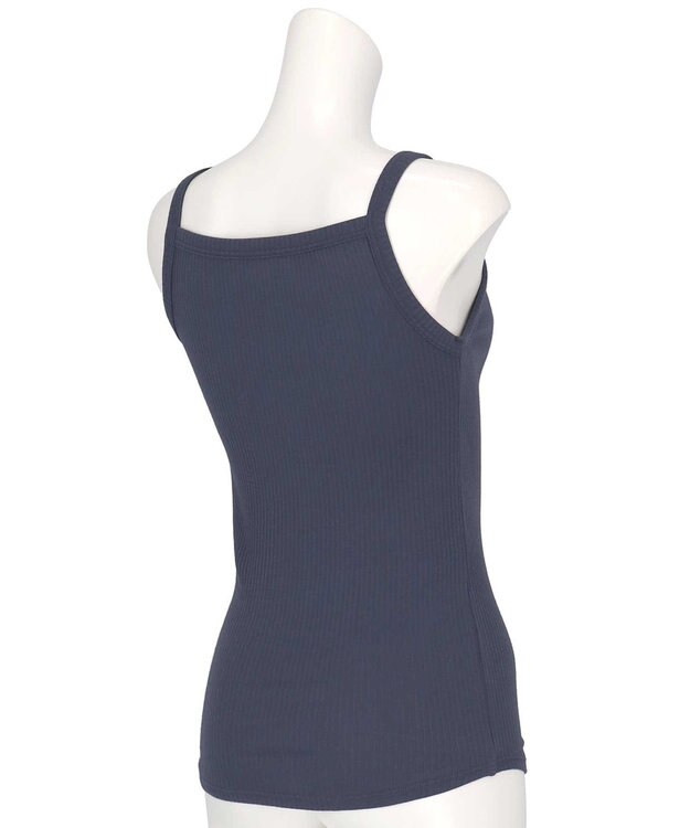 une nana cool 綿100%生地使用 リブ編みコットン キャミソール ダークネイビー