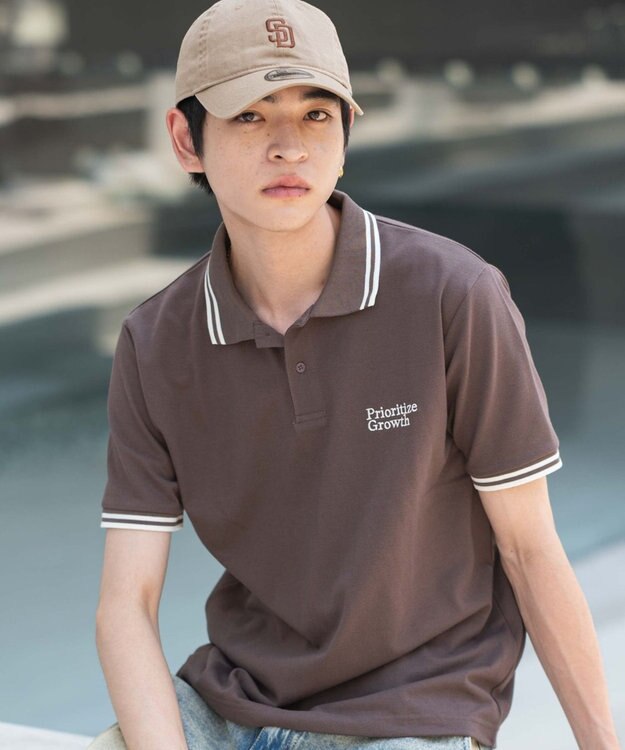 WEGO 【ユニセックス着用ITEM/MLサイズ展開】ワンポイント刺繍カノコポロ（SS） ブラウン