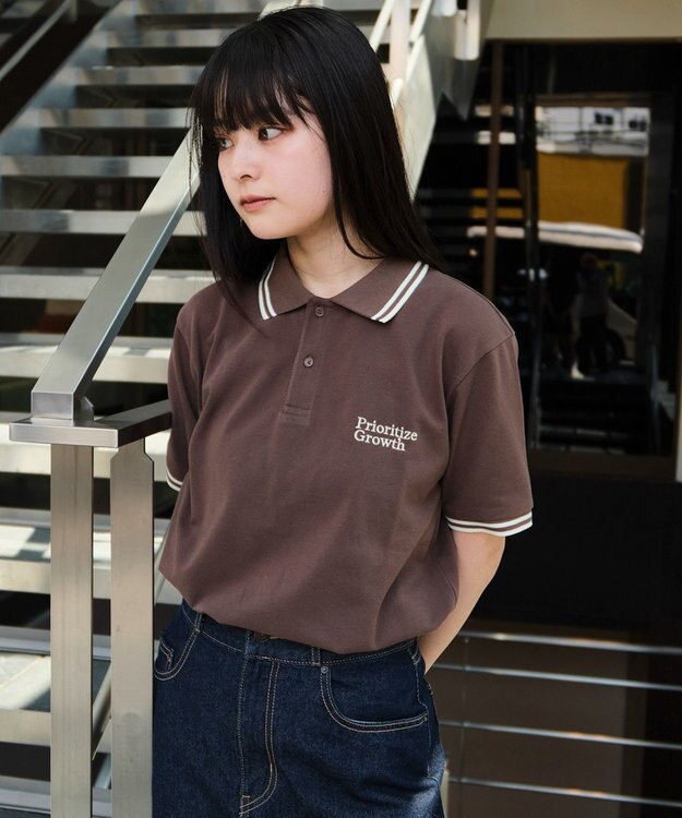 WEGO 【ユニセックス着用ITEM/MLサイズ展開】ワンポイント刺繍カノコポロ（SS） ブラウン