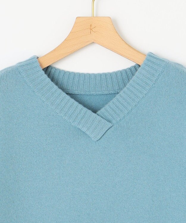 組曲 L 【WEB限定】ウールカシミヤミックスVネック ニット パウダーブルー