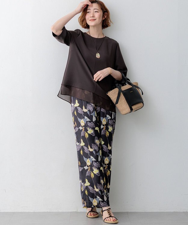 23区 【先行予約】VIOLAd'ORO アバカ レザーポケット 2WAY トートバッグ ブラック系