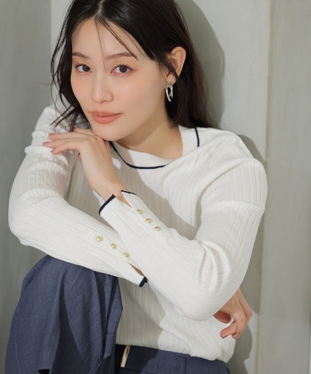 ANY SIS ラインポイント ニット オフ