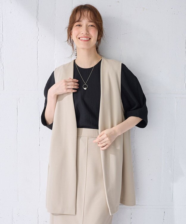 ANY 【洗濯機可】カットジョーゼットジレ サンドベージュ