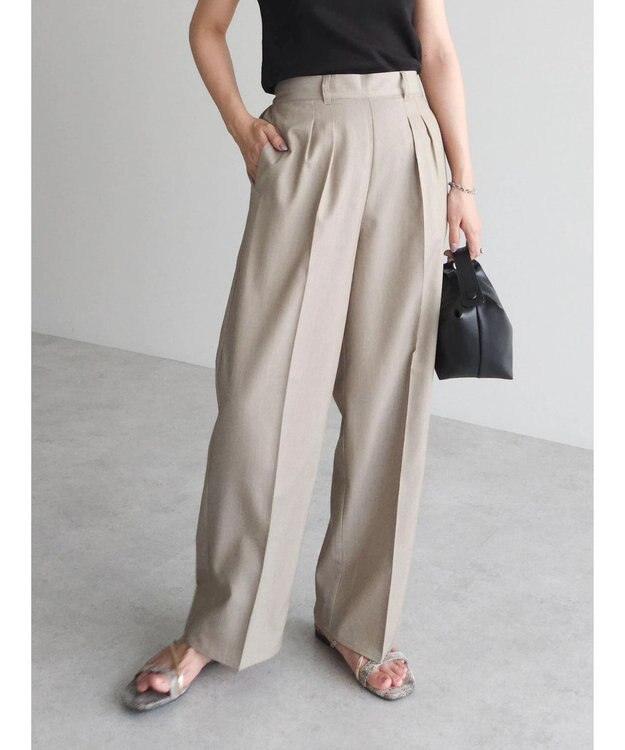 Green Parks ワイドタックパンツ Beige