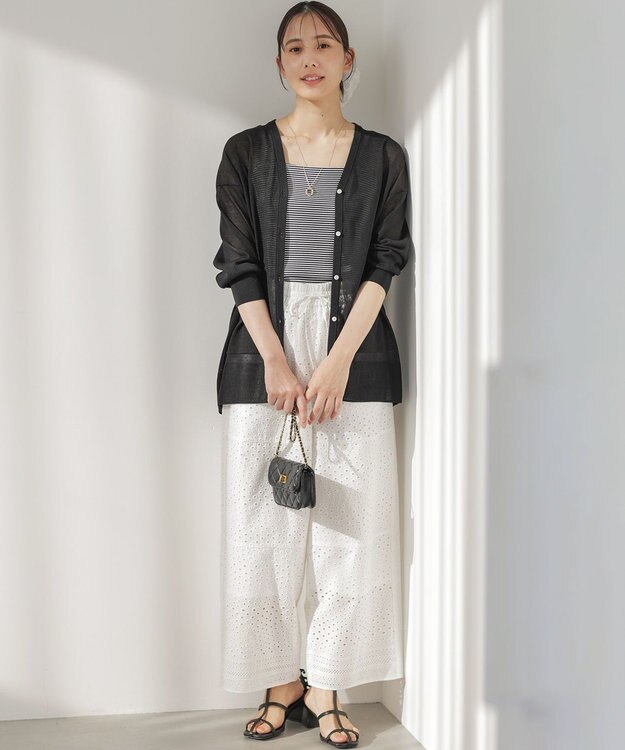 組曲 S 【先行予約】シアーニットVネック カーディガン ブラック系