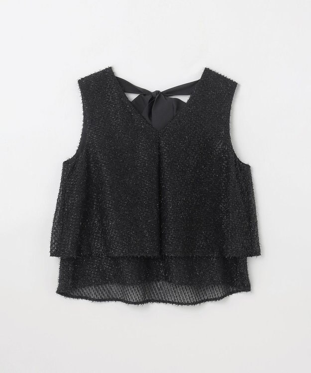 GRACE CONTINENTAL シフォンカットジャガードトップ ブラック