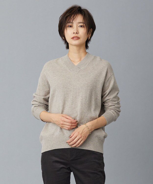 J.PRESS LADIES L 【洗える・WEB限定カラーあり】CASHMERE BLEND Vネック ニット ベージュ系