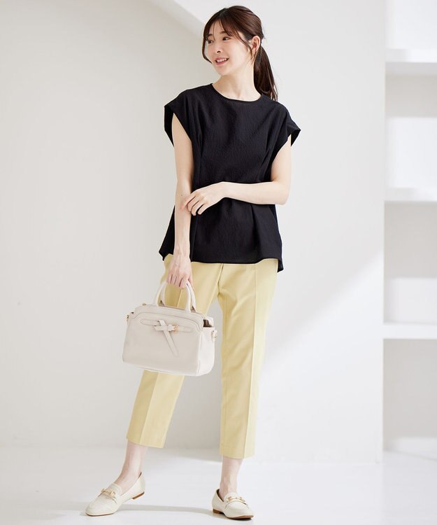 ANY SIS L 【洗える】カラミタンブラータック ブラウス ブラック