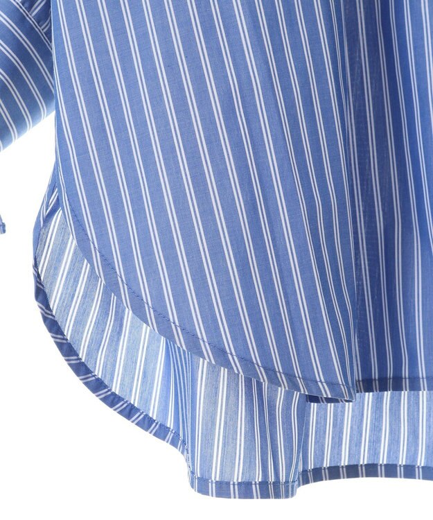 AMERICAN HOLIC イージーケアバックギャザーリボンシャツ Stripe Sax