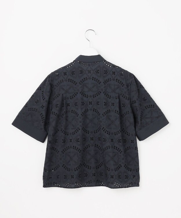 J.PRESS LADIES L 【一枚で着映え】エンブロイダリー ボクシーシャツ ネイビー系