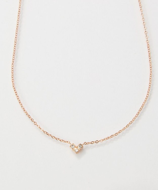 Phoebe 【金属アレルギー対応】スリービジューミニハートネックレス シャンパンゴールド