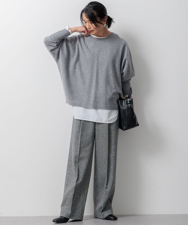 23区 【洗える】ピュアカシミヤ ドルマンスリーブ ニット グレー系