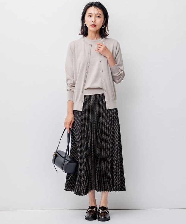 23区 【洗える】Ratti チェーンモチーフ プリーツスカート ブラックプリント