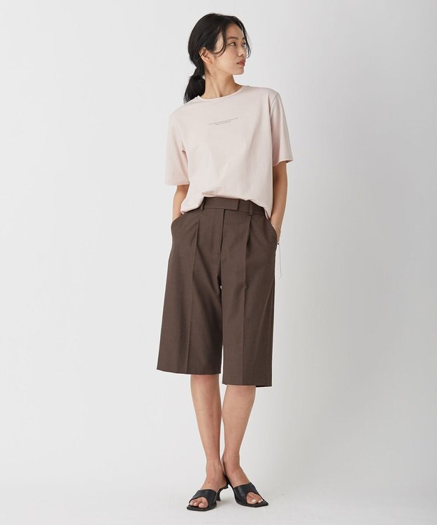 ICB 【洗える】 LooseWeave タックショートパンツ ダークブラウン系