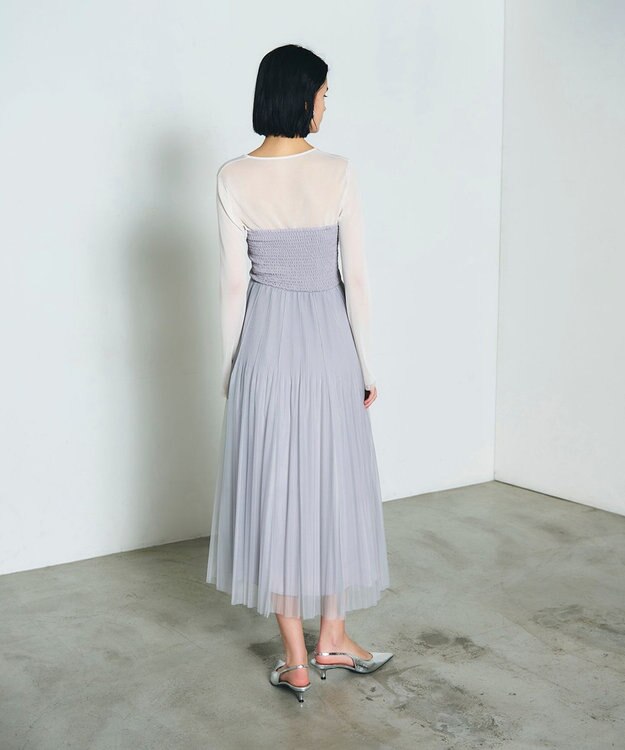 GRACE CONTINENTAL プリーツコンビベアワンピース グレー