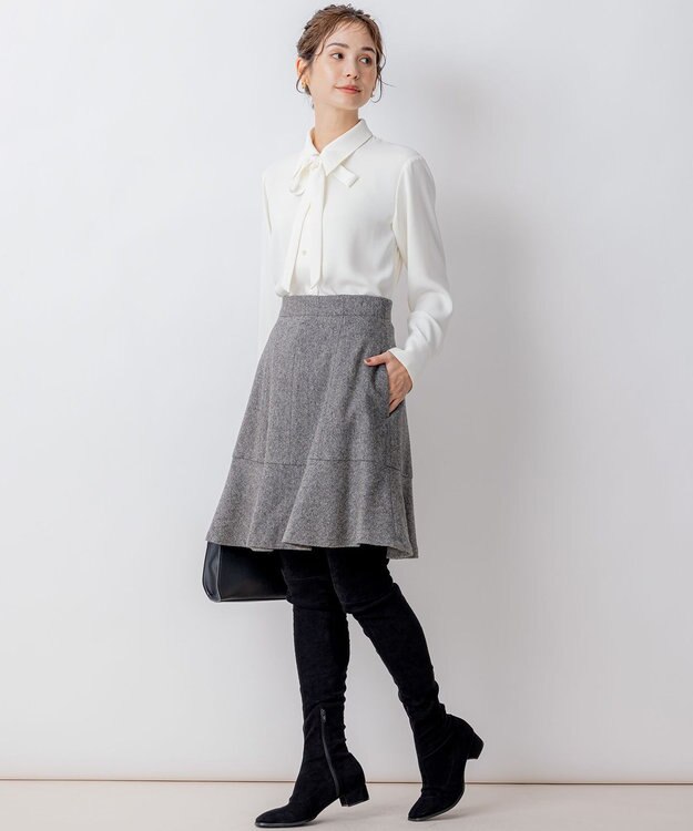 組曲 ポインテッドカラーボウタイ ブラウス アイボリー系