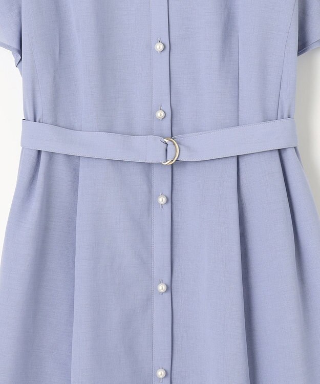 ANY SIS 【洗える】ビューティフレア シャツワンピース ライトブルー