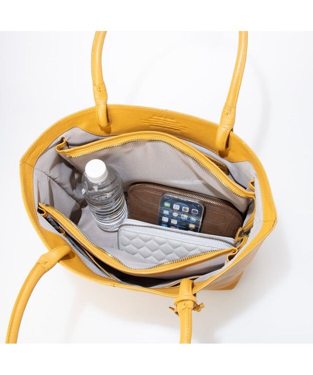 UNBILLION アトランタ ATLANTA / 牛革ハトメあおりトートL イエロー