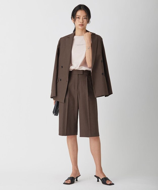 ICB 【洗える】 LooseWeave タックショートパンツ ダークブラウン系