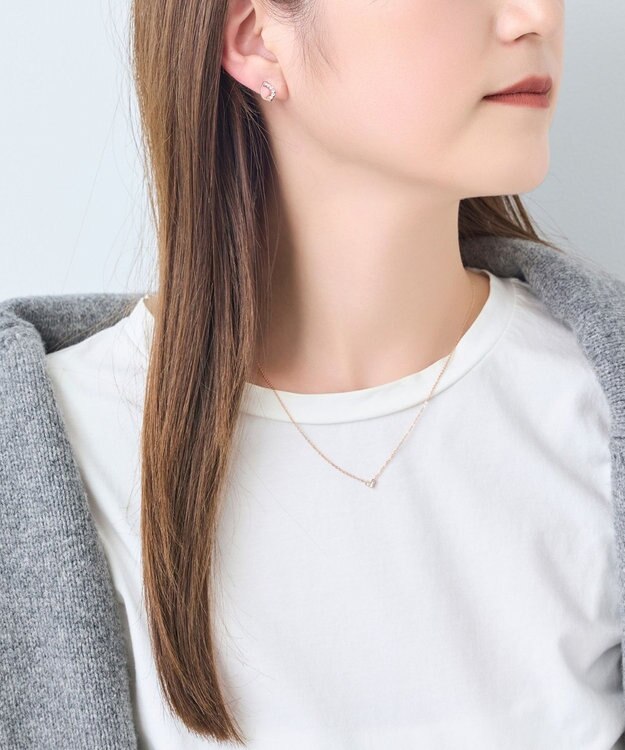 Phoebe 【金属アレルギー対応】スリービジューミニハートネックレス シャンパンゴールド