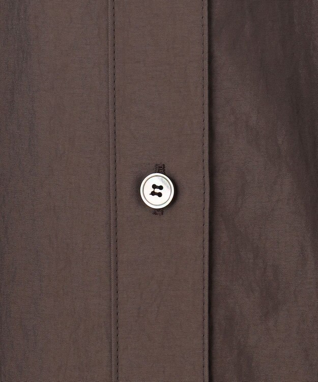 23区 【洗える】マットナイロンタフタ シャツワンピース ブラウン系