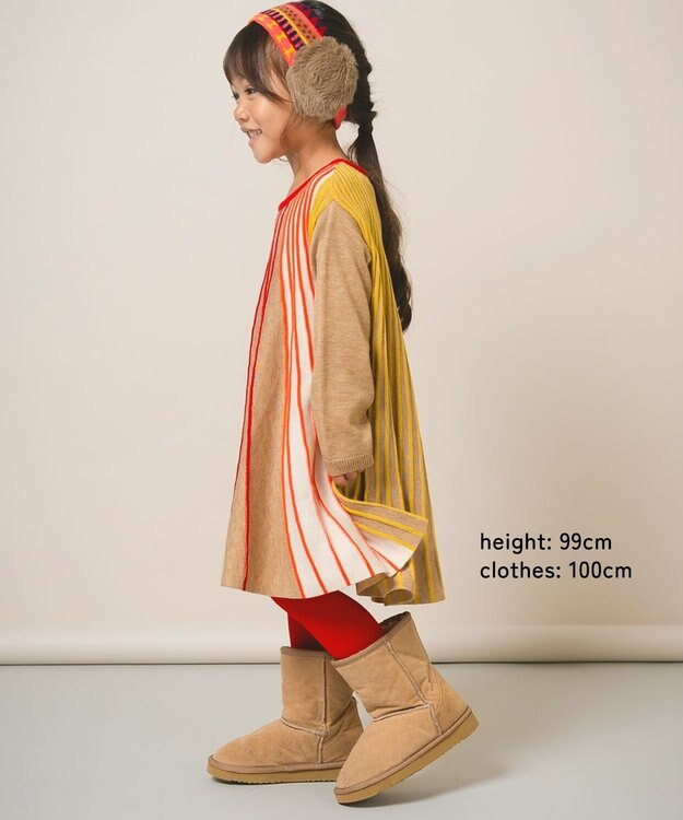 ami amie マルチカラーストライプワンピース85cm～130cm ベージュ