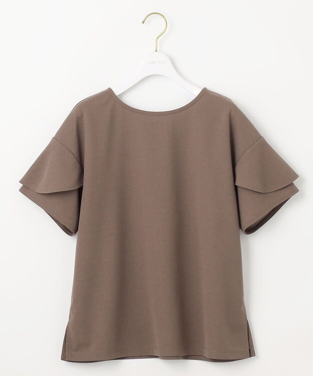 ANY SIS L 【前後着用・UVケア・洗える】2WAYジョーゼットジャージーフリル カットソー モカ