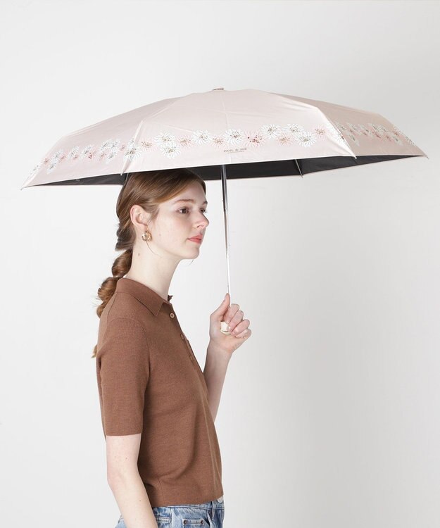 MOONBAT 【WEB限定/一級遮光99.99%】晴雨兼用折りたたみ日傘 ポール&ジョー(PAUL & JOE ACCESSOIRES)クリザンテーム/バイカラー 雨の日OK 遮熱 簡単開閉 UV 晴雨兼用 ベージュ