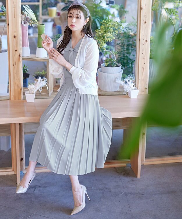 Tiaclasse 【洗える】シアーパフスリーブカーディガン オフホワイト