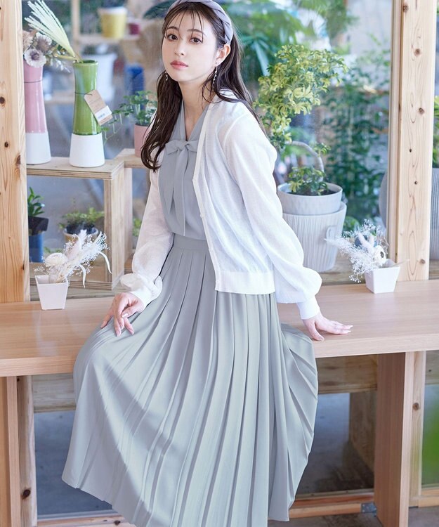 Tiaclasse 【洗える】シアーパフスリーブカーディガン オフホワイト