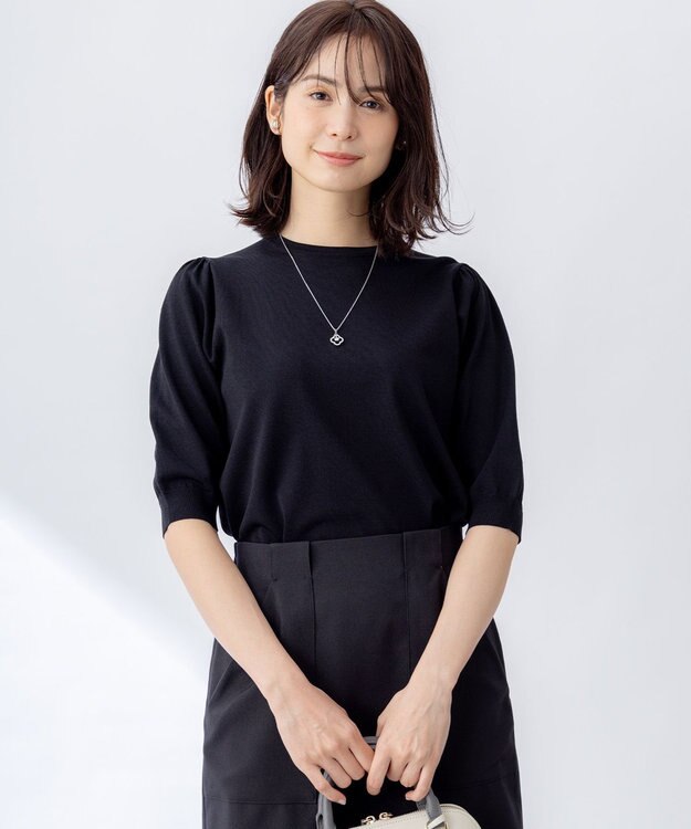 組曲 フラワーメタル ニットTシャツ ブラック