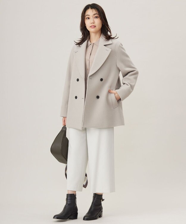 J.PRESS LADIES L 【WEB限定カラーあり・洗える】ツムギート flannel ワイド クロップド パンツ アイボリー系