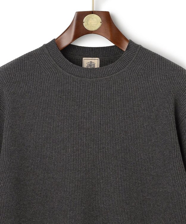 J.PRESS MEN 温かさと軽さの快適素材【ストレッチ / イージーケア】【FLEX YARN】片畔クルーネック ニット グレー系