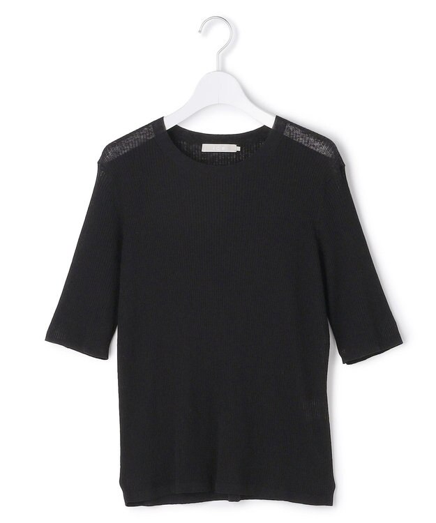 ICB L 【先行予約】 リネンブレンドシアー クルーネックリブニット ブラック