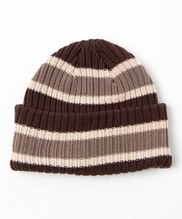 WEGO リブショートビーニー ブラウンボーダー
