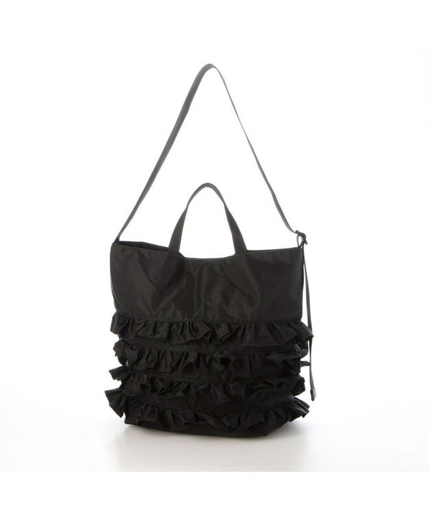 UNBILLION カシュカシュ cachecache / ナイロンフリル2wayトートバッグ ブラック