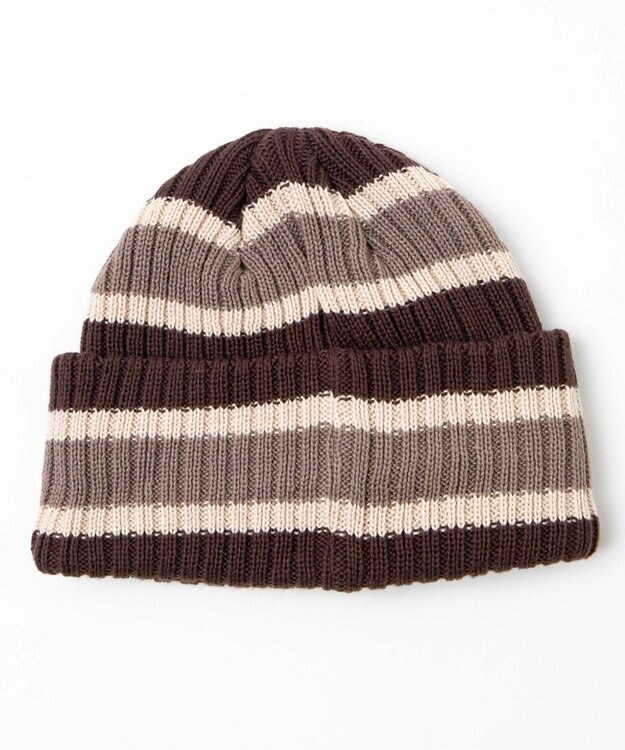 WEGO リブショートビーニー ブラウンボーダー