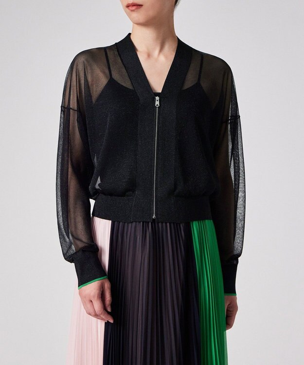 オンワード樫山　ポール、スミス、カーディガン（新品タグ付）（替ボタン付） 洗える】シアーラメ ジップアップ カーディガン / Paul Smith