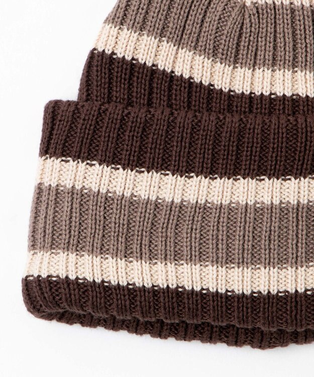 WEGO リブショートビーニー ブラウンボーダー