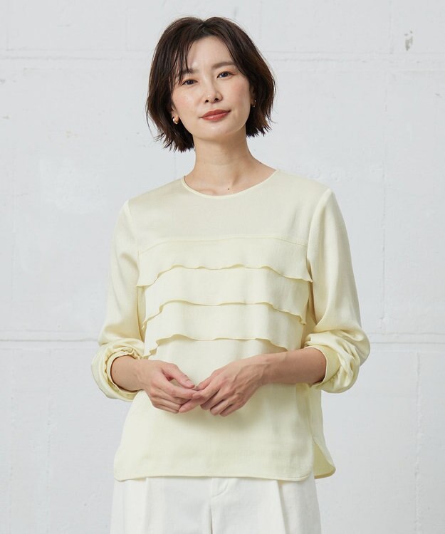 J.PRESS LADIES 【洗える】ヴィンテージWAVE ブラウス イエロー系