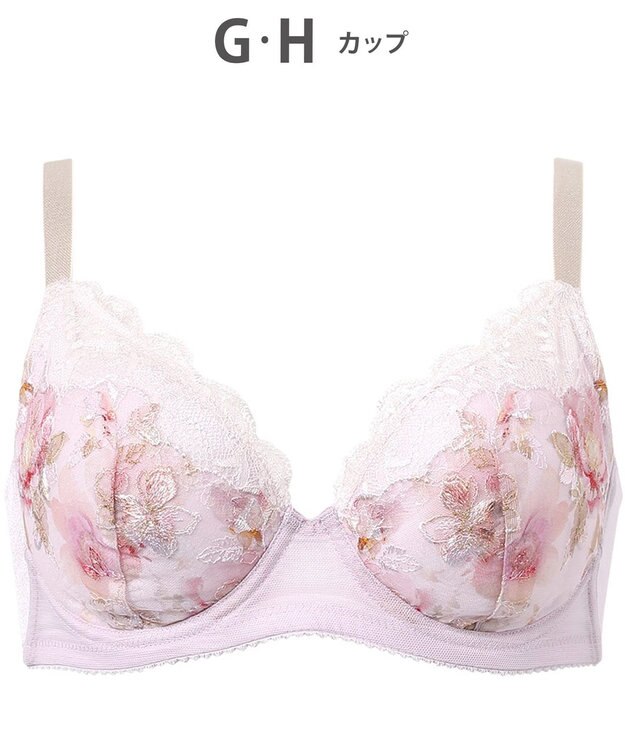 WACOAL 【小さく見せるブラ】 レーシィ ブラジャー 着やせ効果 コンパクトにメイク バストの突出をおさえる 背中の段差を軽減 大きいサイズ レディース BRB453 /ワコール パープル