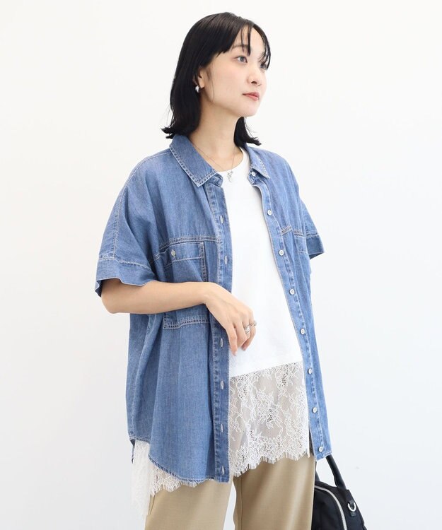 Green Parks シアーデニム２ＷＡＹビックドルマンシャツ Indigo