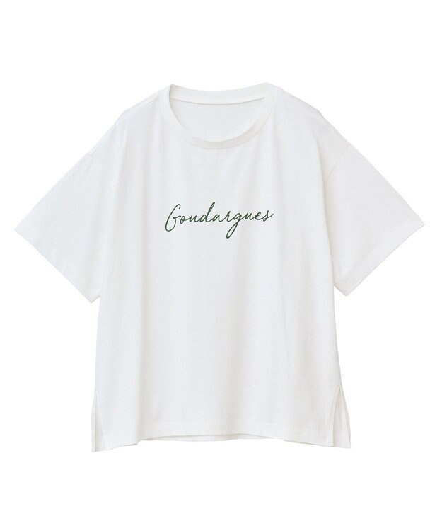 Green Parks フロッキー筆記体ロゴボックスＴシャツ Off White