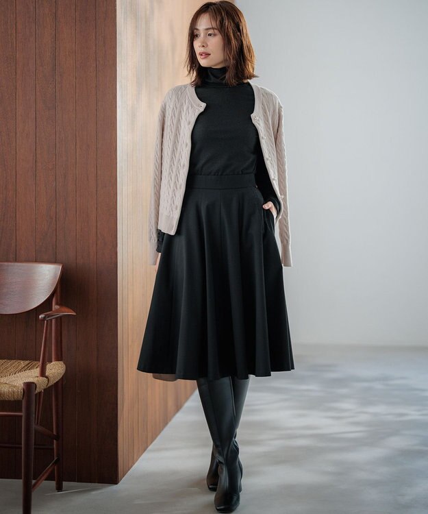 組曲 【WEB限定カラーあり】ウールライクストレッチ フレアスカート 【WEB限定】ブラック系9