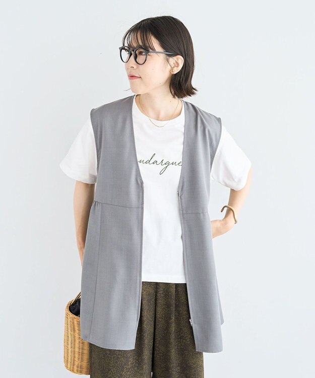 Green Parks フロッキー筆記体ロゴボックスＴシャツ Off White