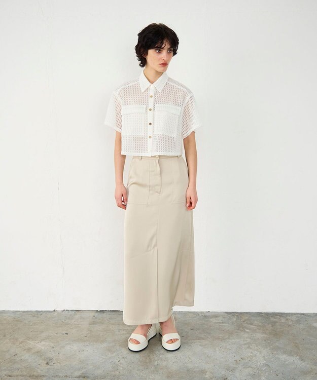 GRACE CONTINENTAL サテンストレートスカート ベージュ