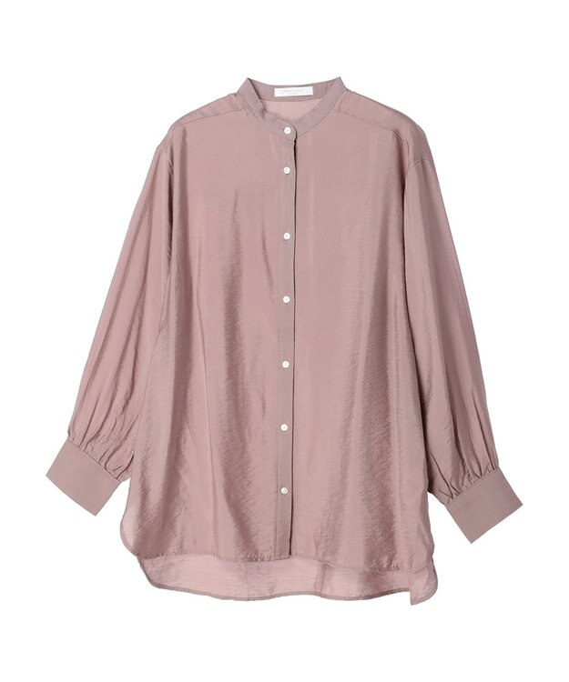 Green Parks バンドカラーシアーシャツ Brown