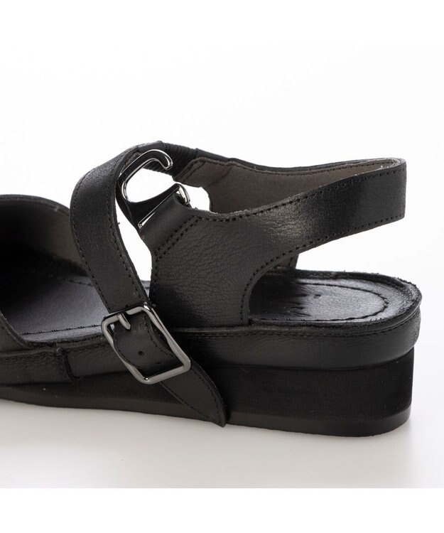 ing <ing>【WEB限定】ウエッジヒールレザーサンダル ブラック