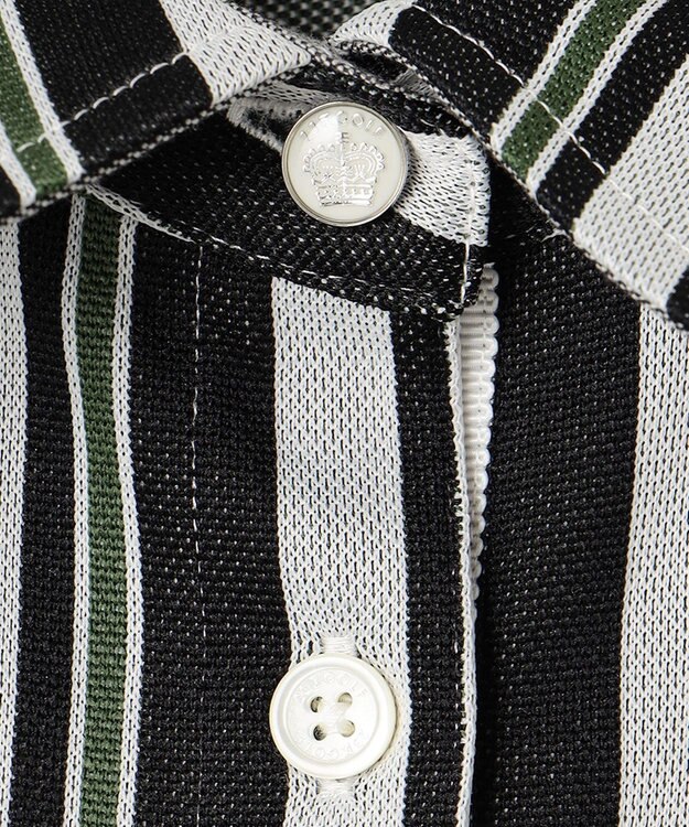 23区GOLF 【WOMEN】【吸汗速乾/ストレッチ】ストライプジャガードシャツ グリーン系2