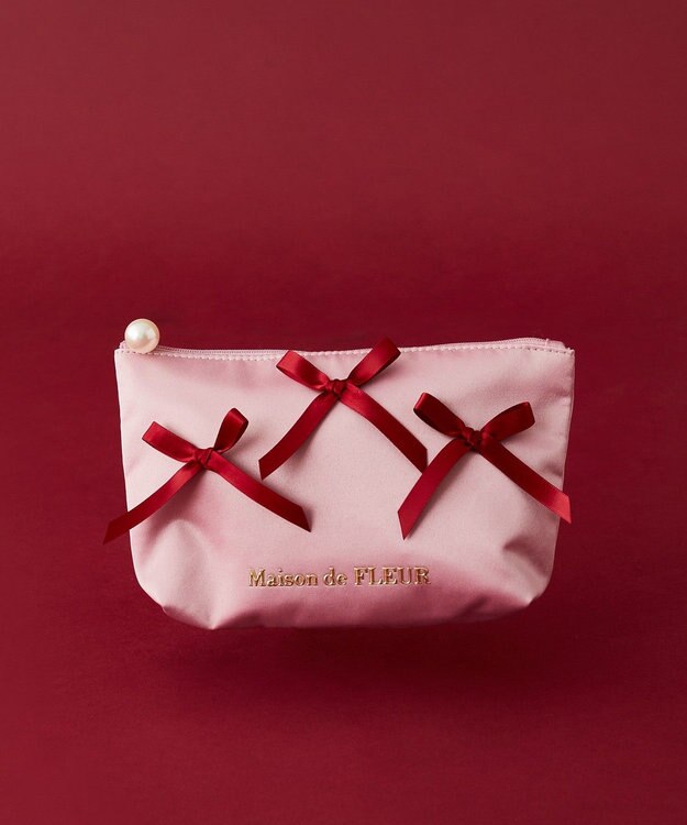 Maison de FLEUR リボンサテンポーチ Pink